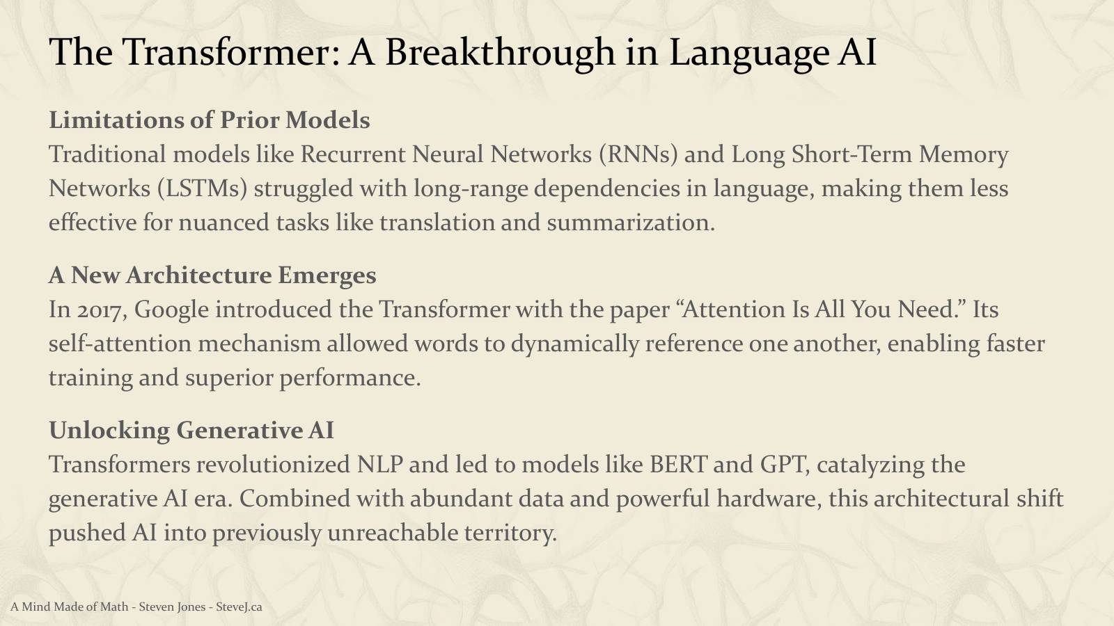 Slide 19: The Transformer: A Breakthrough in Language AI