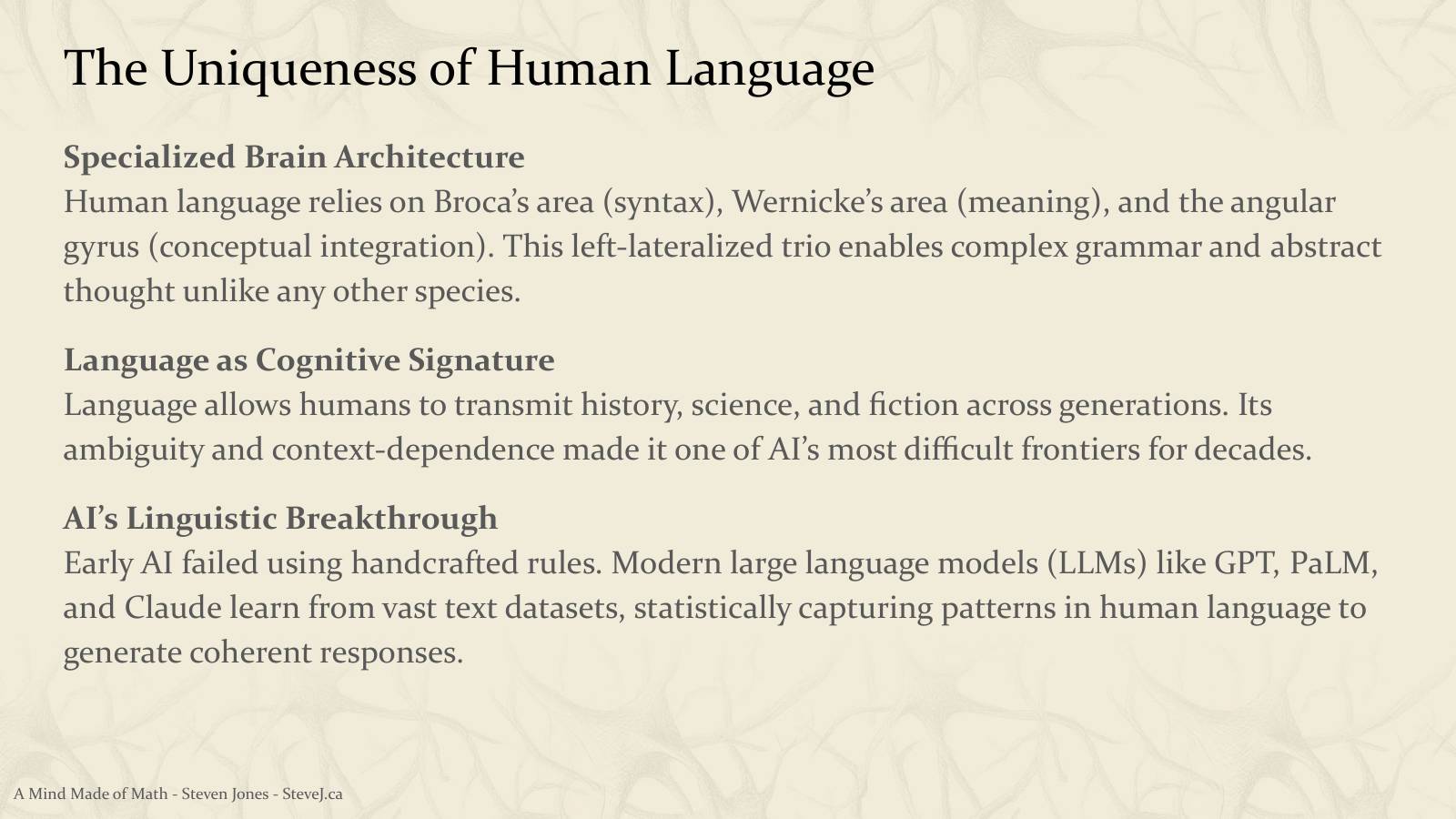 Slide 26: The Uniqueness of Human Language