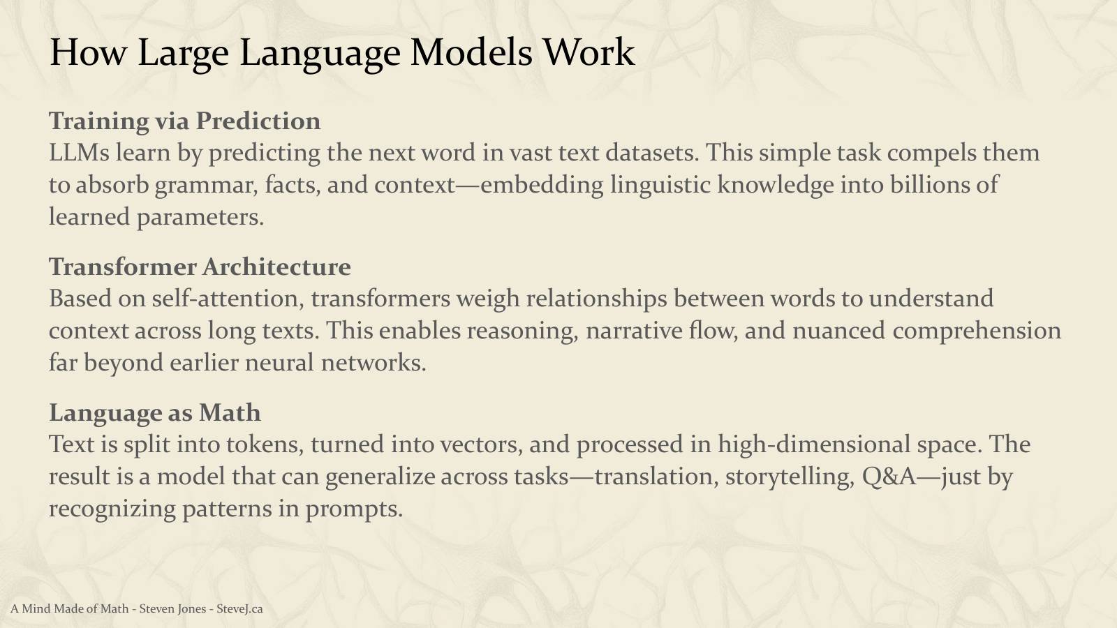 Slide 27: How Large Language Models Work