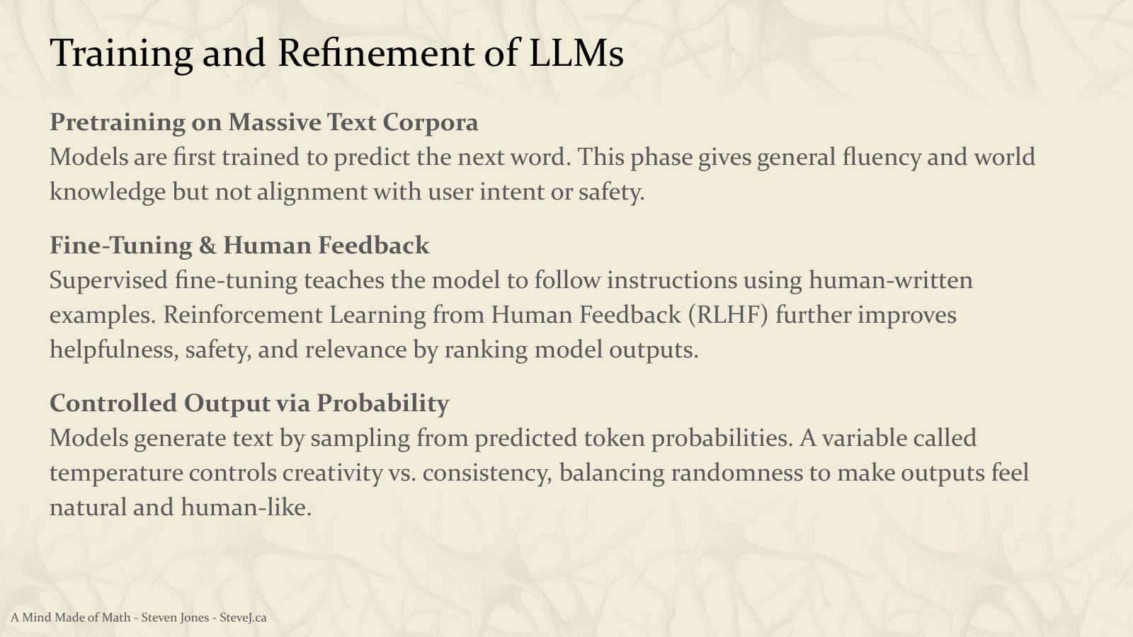 Slide 28: Training and Refinement of LLMs