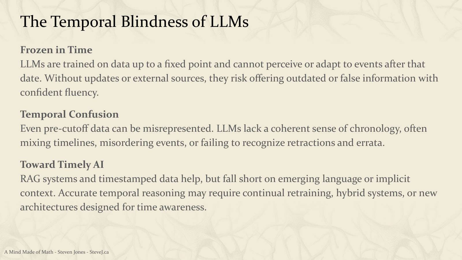 Slide 31: The Temporal Blindness of LLMs