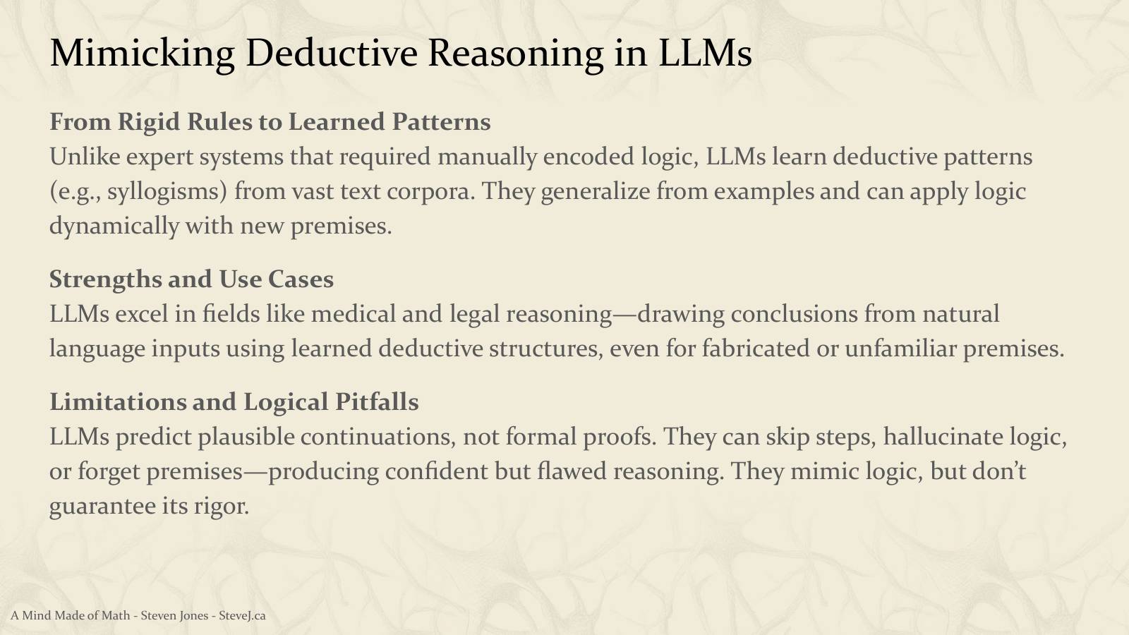 Slide 39: Mimicking Deductive Reasoning in LLMs