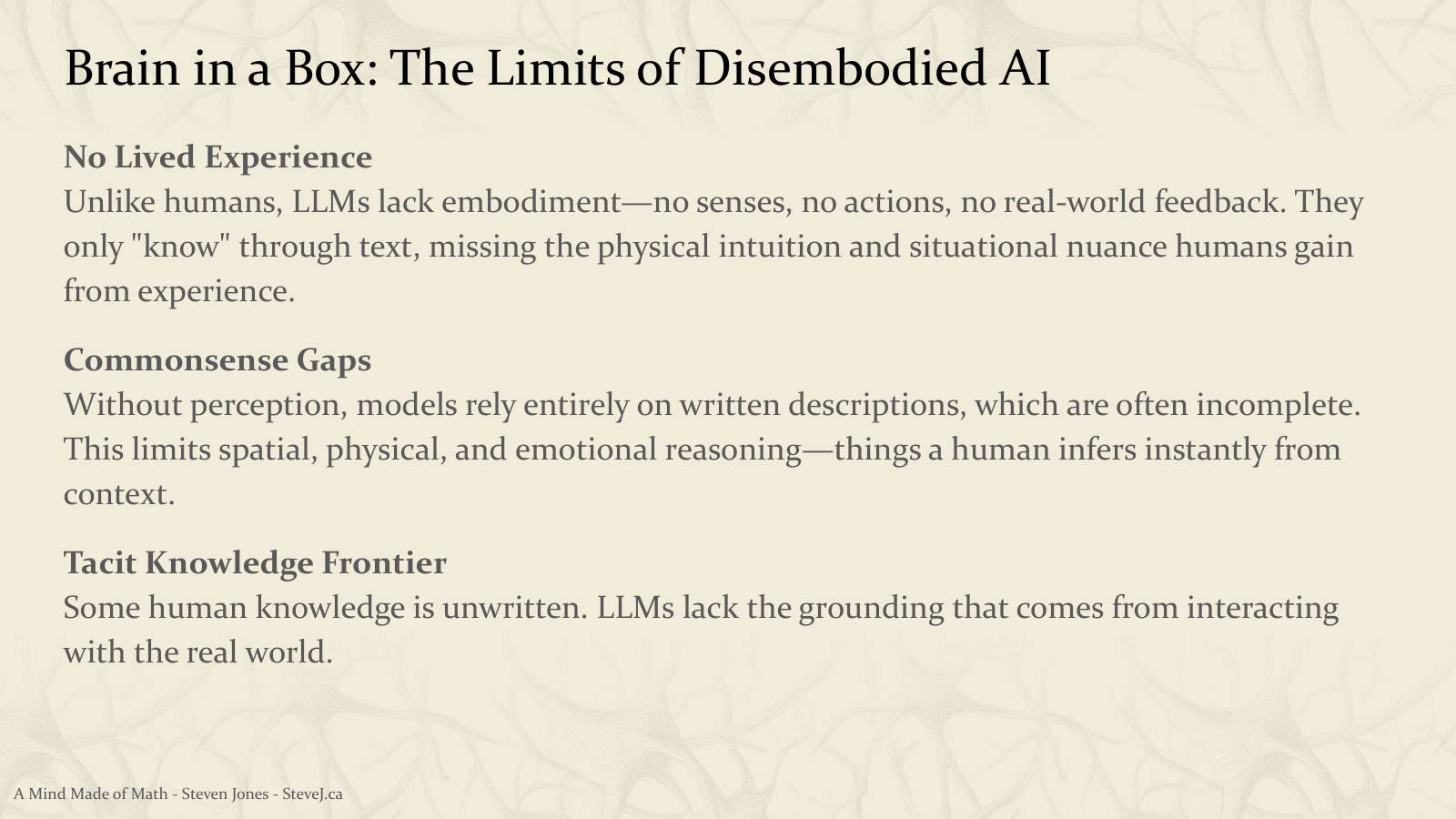 Slide 42: Brain in a Box: The Limits of Disembodied AI