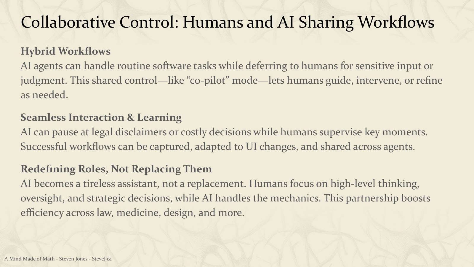 Slide 49: Collaborative Control: Humans and AI Sharing Workflows