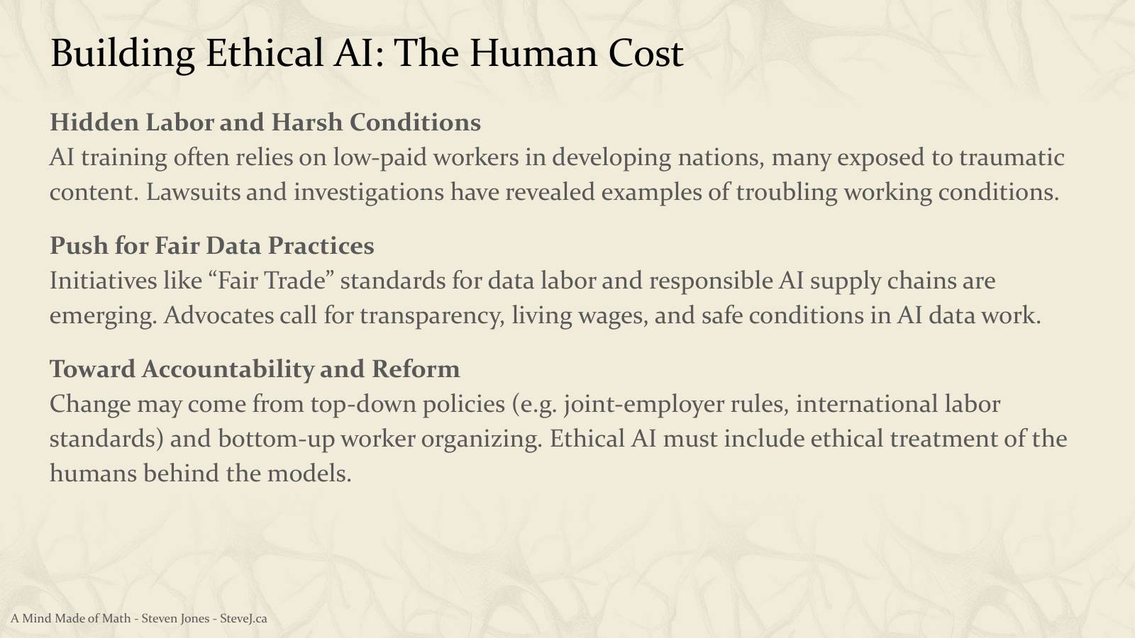 Slide 61: Building Ethical AI: The Human Cost