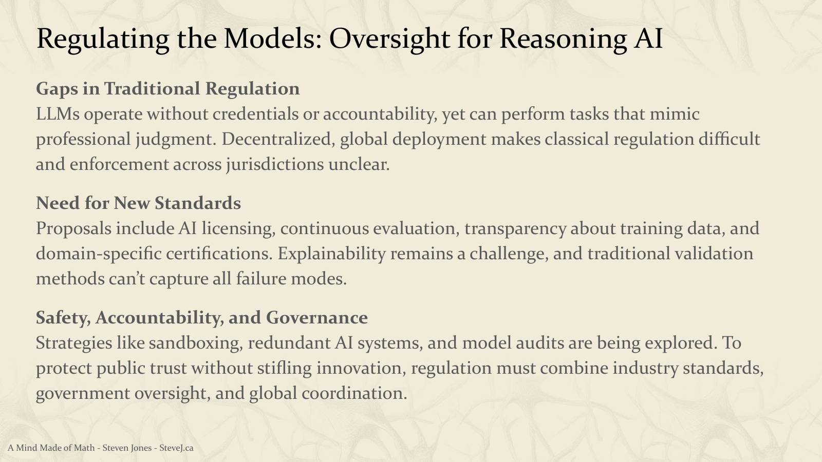 Slide 62: Regulating the Models: Oversight for Reasoning AI