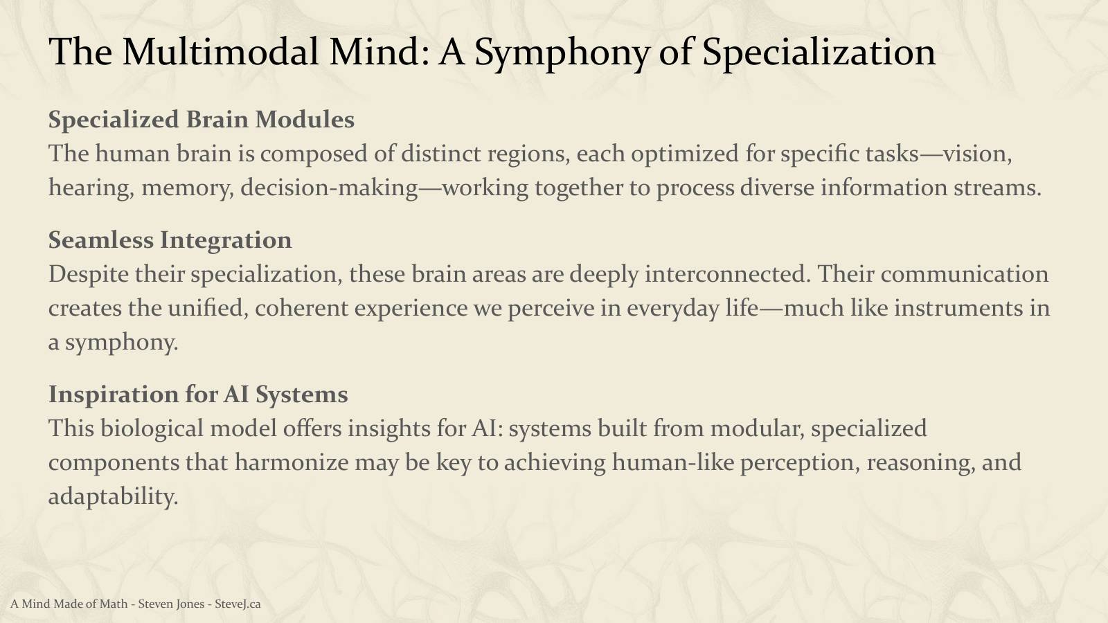 Slide 64: The Multimodal Mind: A Symphony of Specialization