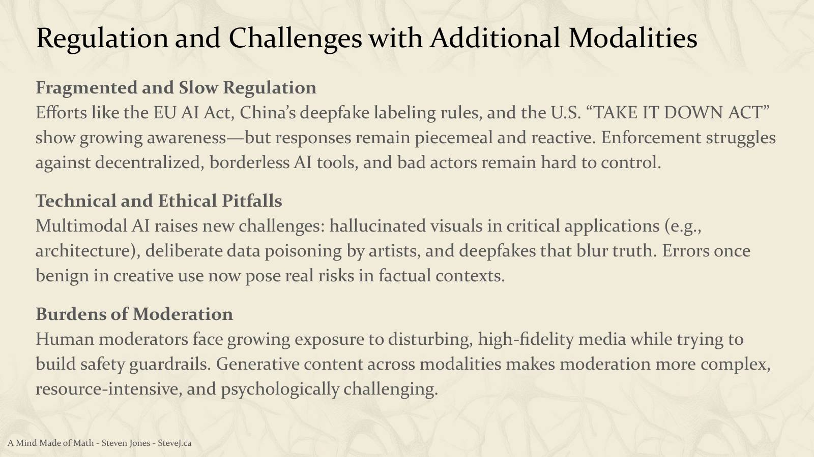 Slide 79: Regulation and Challenges with Additional Modalities