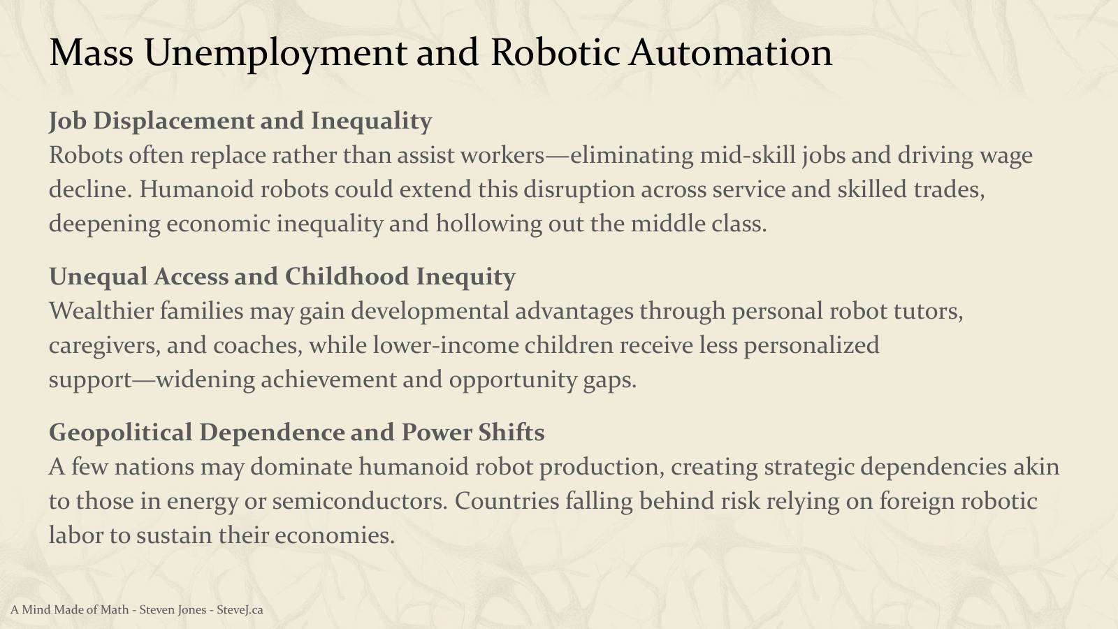 Slide 85: Mass Unemployment and Robotic Automation