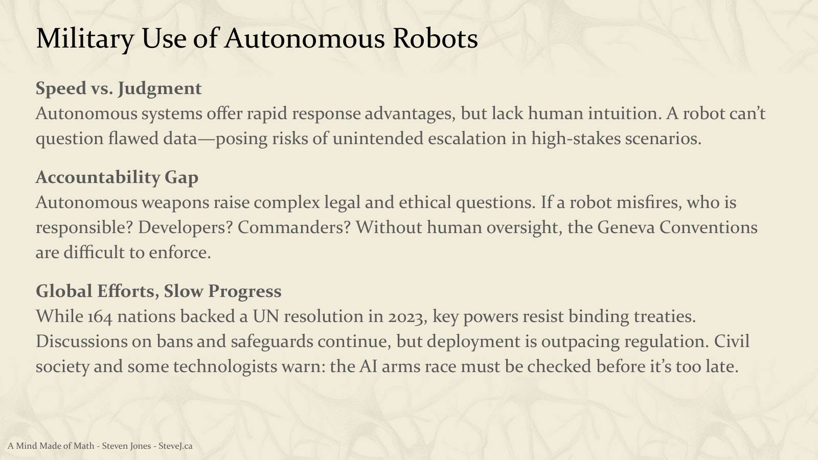 Slide 88: Military Use of Autonomous Robots