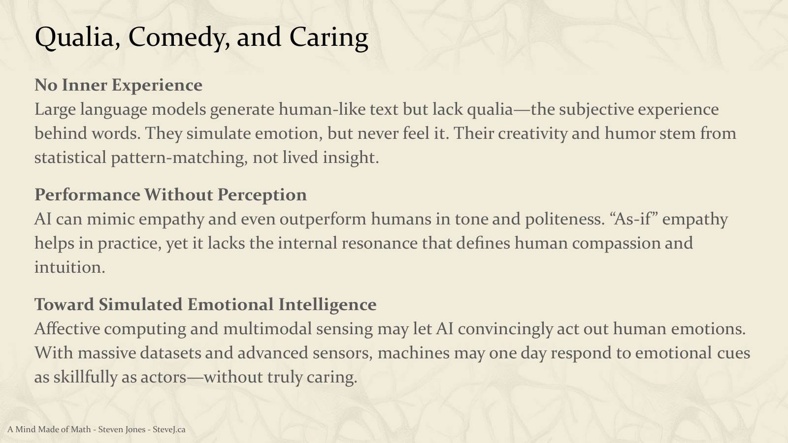 Slide 102: Qualia, Comedy, and Caring