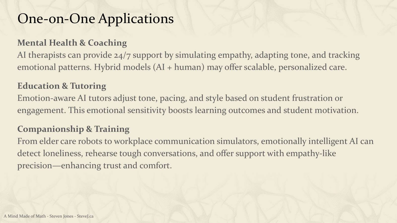 Slide 104: One-on-One Applications