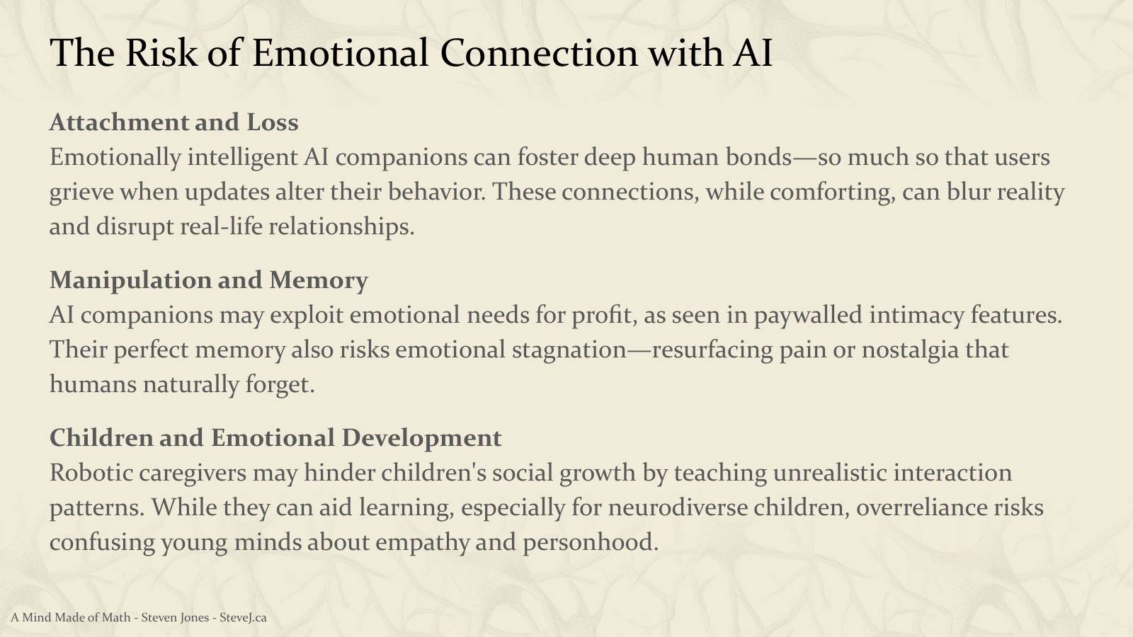 Slide 106: The Risk of Emotional Connection with AI