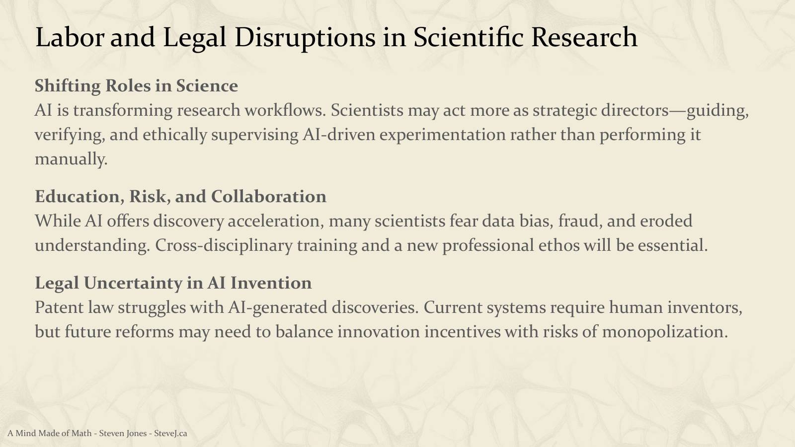 Slide 118: Labor and Legal Disruptions in Scientific Research