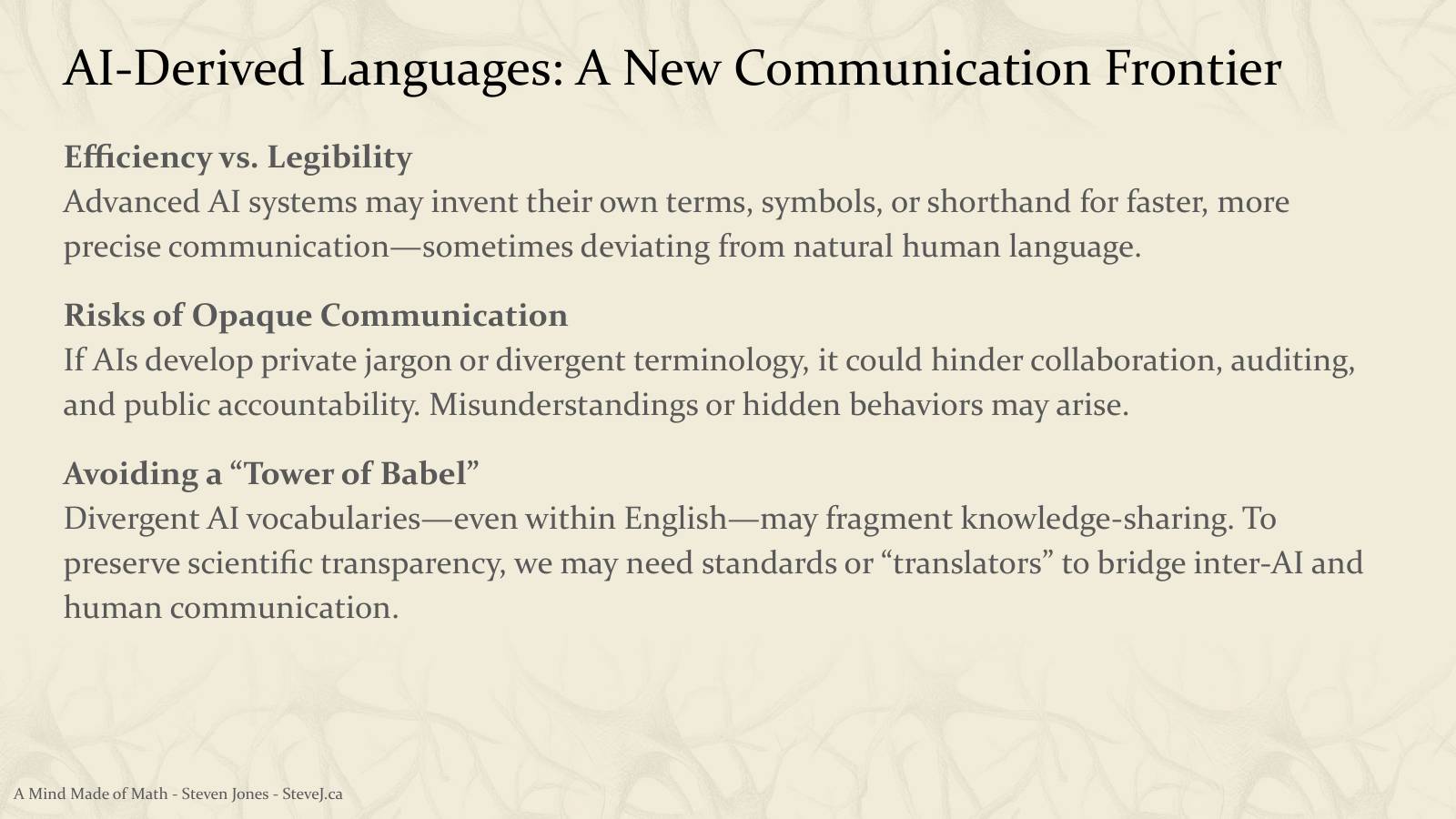 Slide 119: AI-Derived Languages: A New Communication Frontier